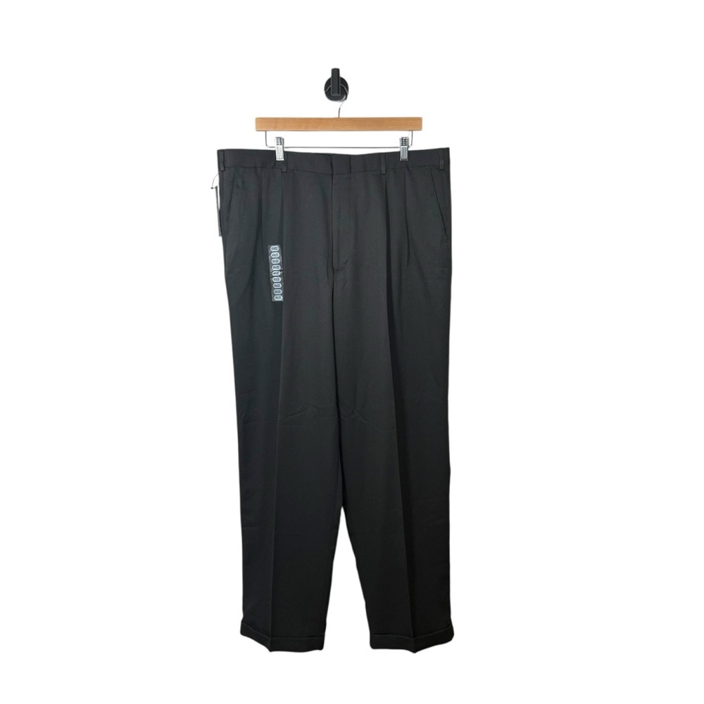 NWT Perry Ellis Portfolio Double Pleated Cuffed Dress Pants in Charcoal Size 40
